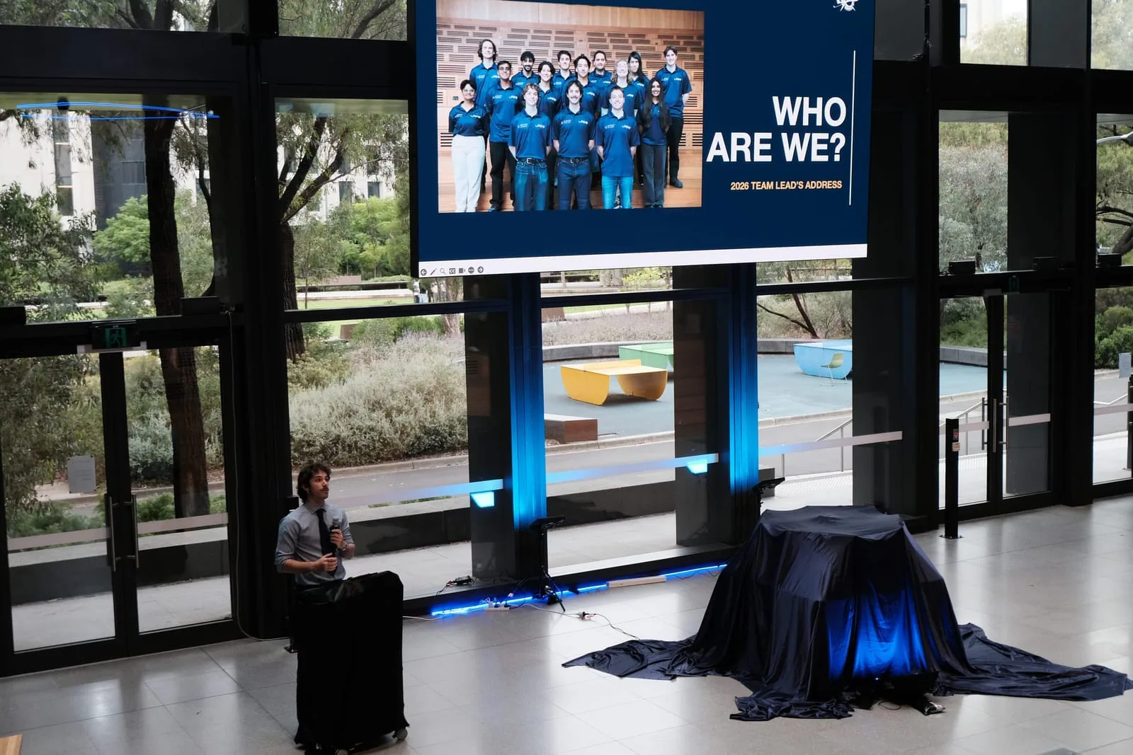MUAS presentation screen at a public team event